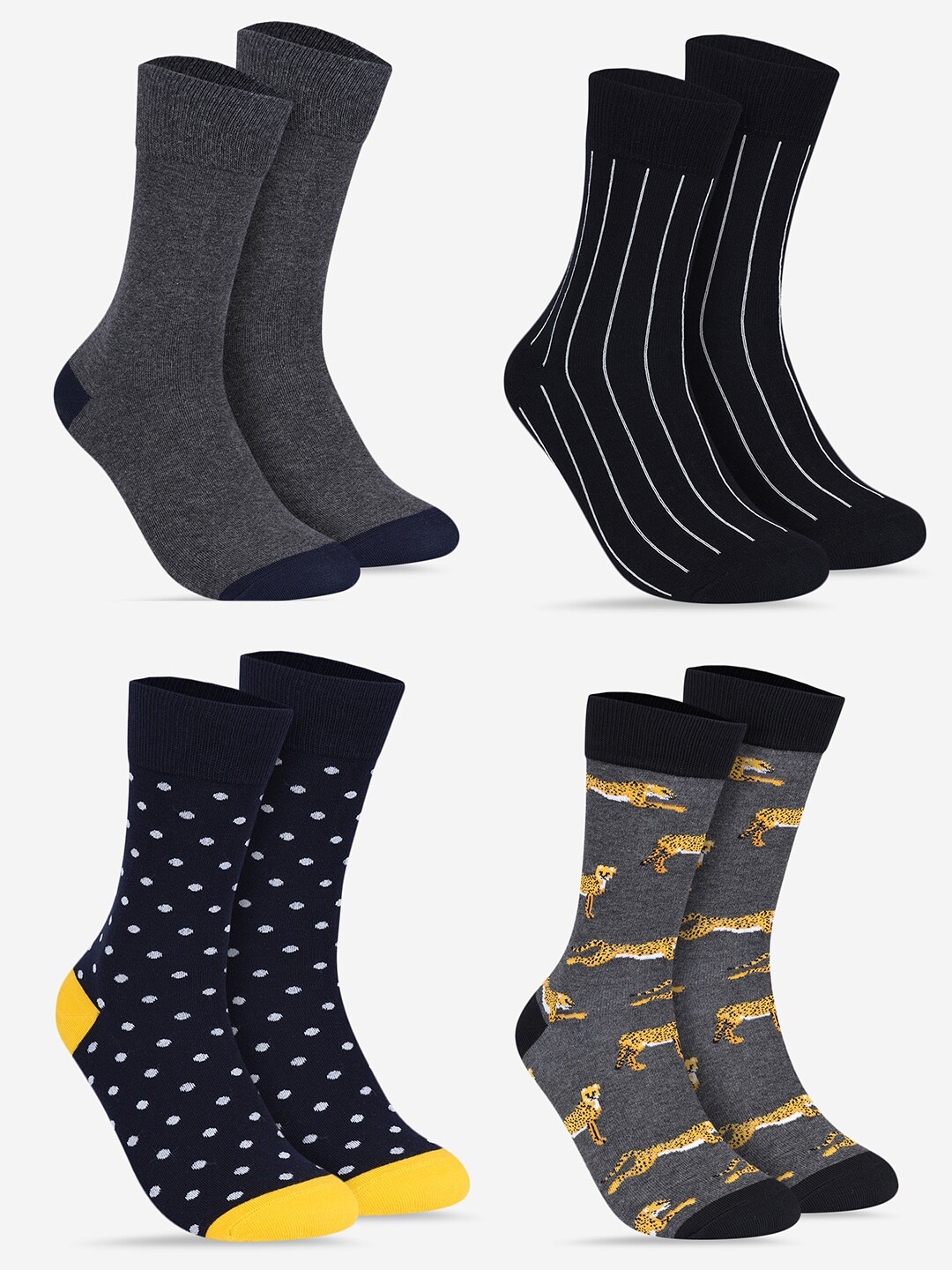 

TOFFCRAFT Pack Of 4 Calf Length Socks, Black