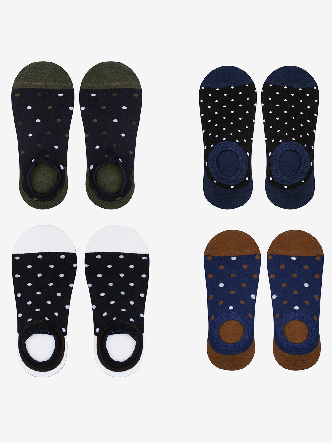 

TOFFCRAFT Pack Of 4 Patterned Shoe Liner Socks, Navy blue