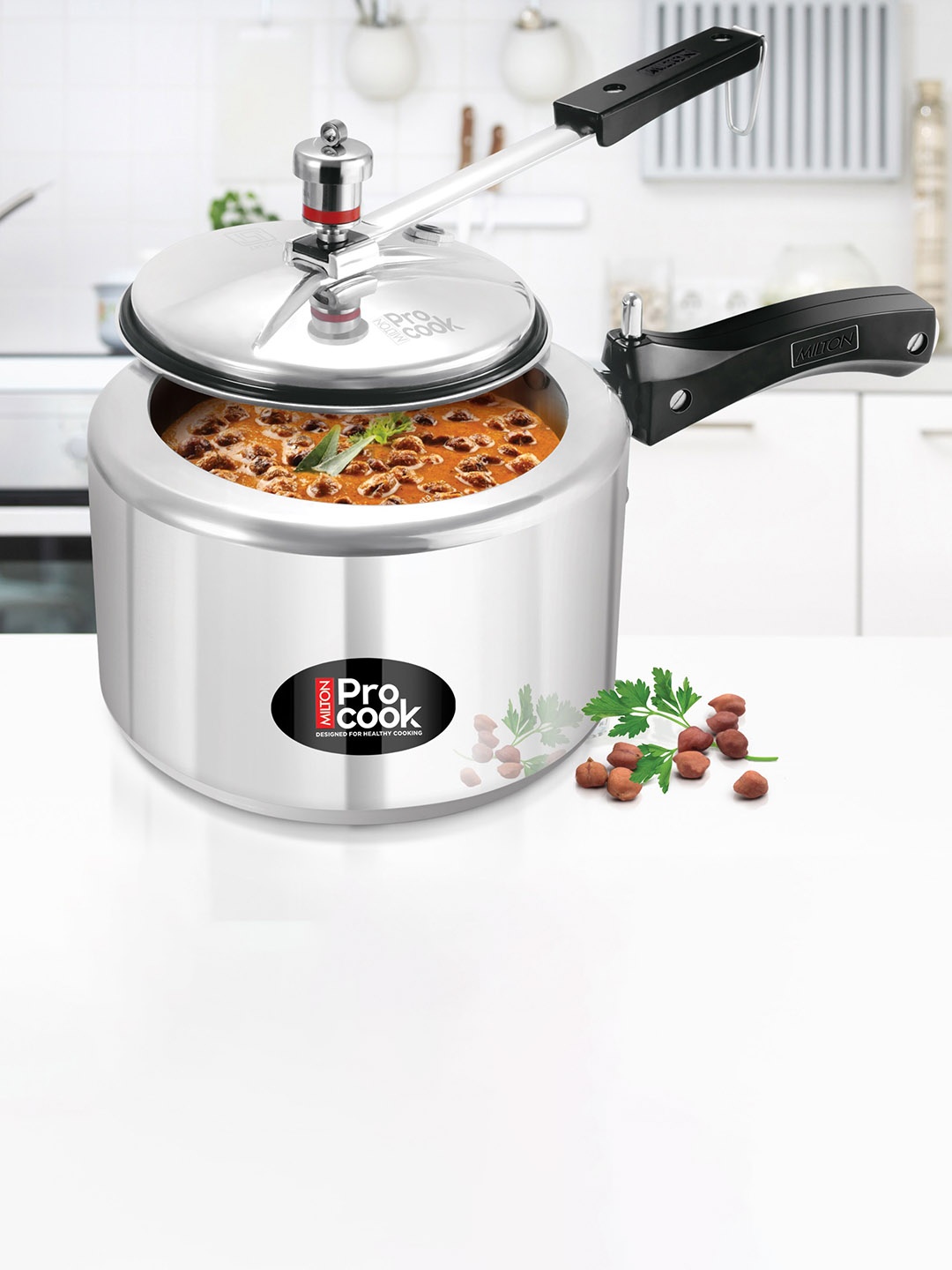 

Milton Silver Pro-Cook Aluminium Non-Induction Wide Base Pressure Cooker With Lid - 3 L