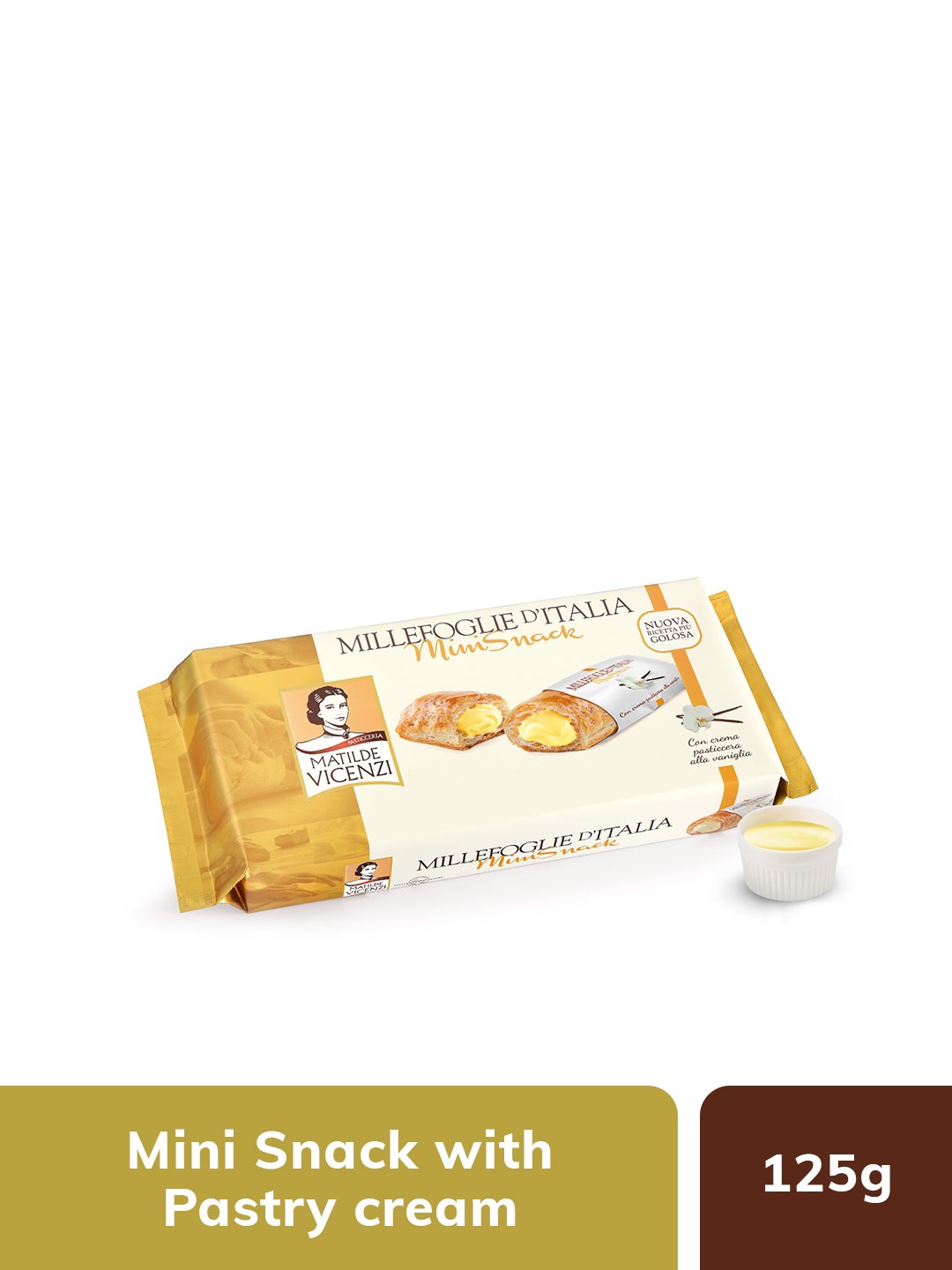 

Matilde Vicenzi Set Of 5 Minisnack With Pastry Cream Cookies-125gms Each, Coffee brown