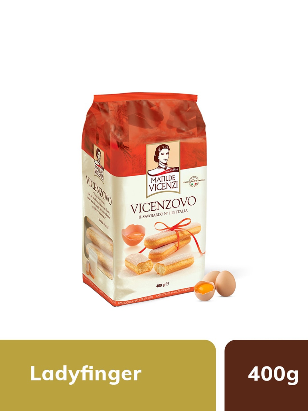 

Matilde Vicenzi Lady Finger Cookies-400Gms, Coffee brown
