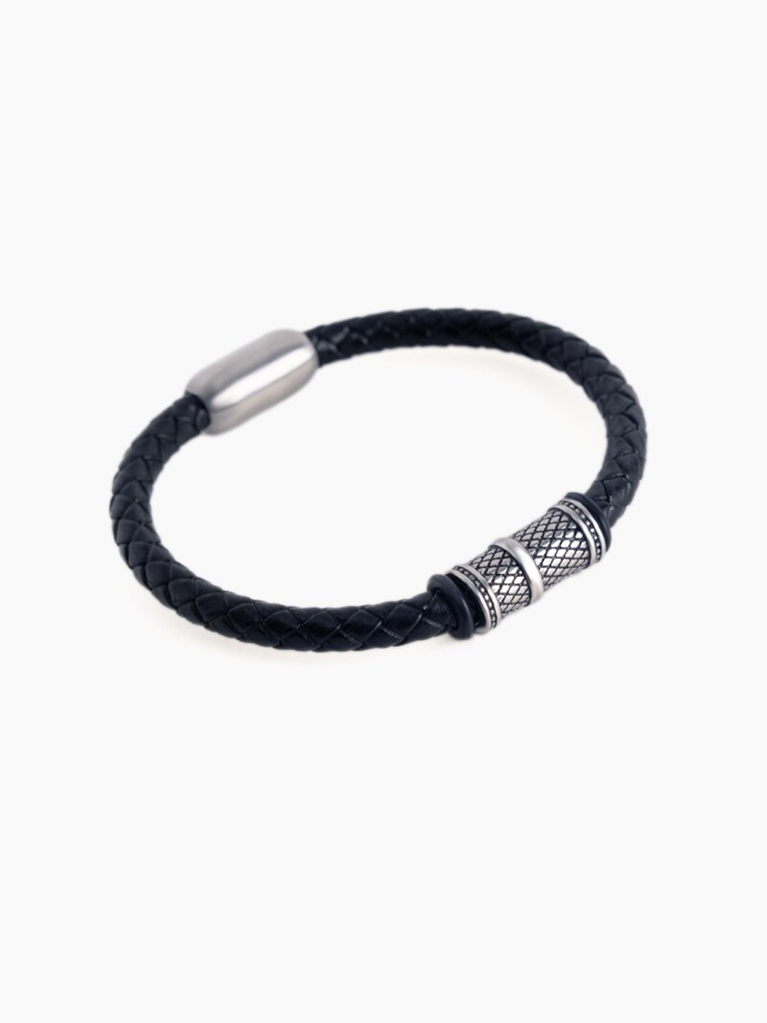 

Snitch Men Leather Wraparound Bracelet, Black