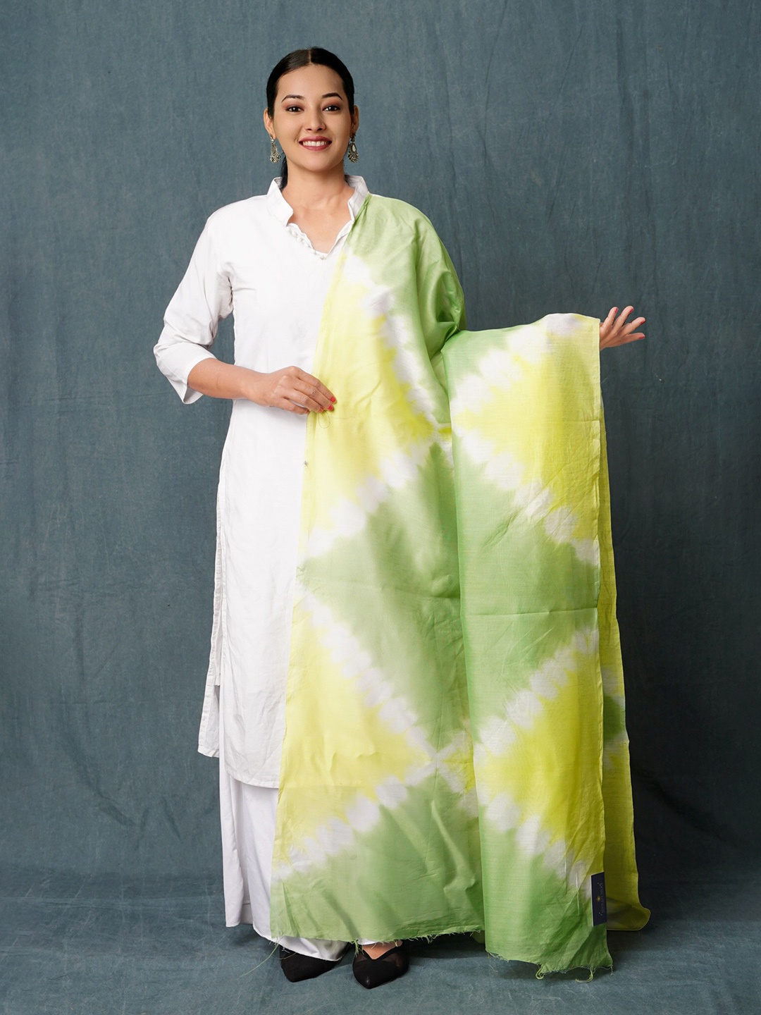 

Unnati Silks Tie- Dye Printed Pure Cotton Dupatta, Yellow