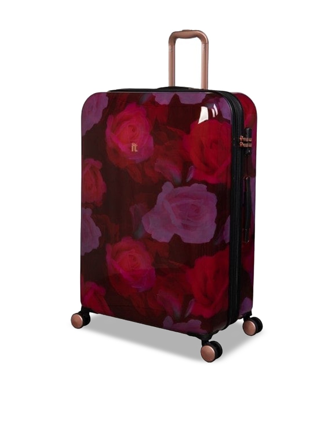 

IT luggage Sheen Maxy Rose Printed Lightweight Hard-Sided Large Trolley Suitcase, Red