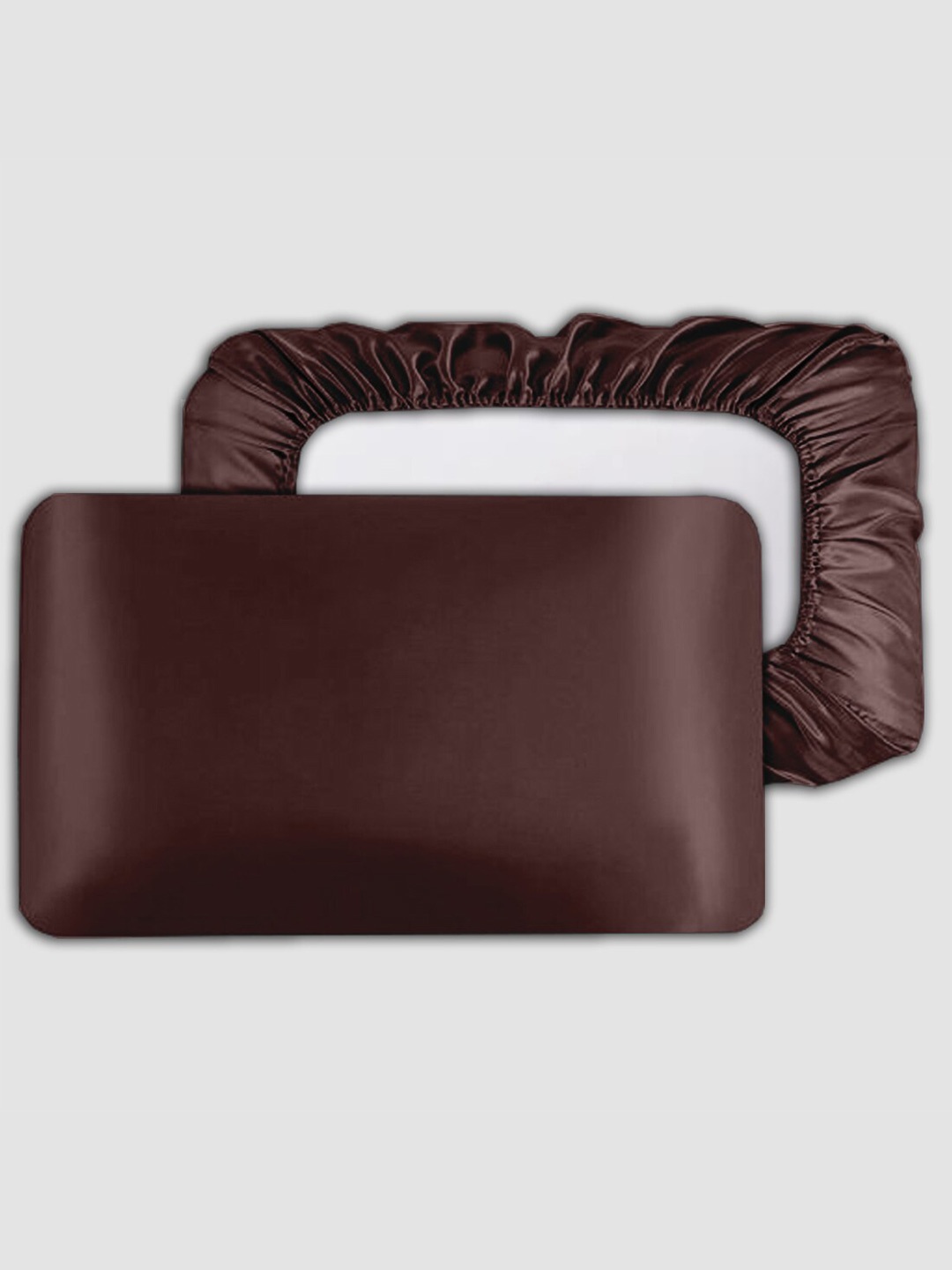

ME & YOU Brown 3 Pieces Rectangle Satin Cushion Covers