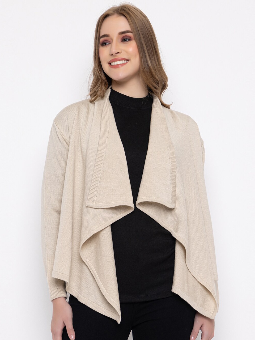 

513 Long Sleeves Poncho Sweater, Beige