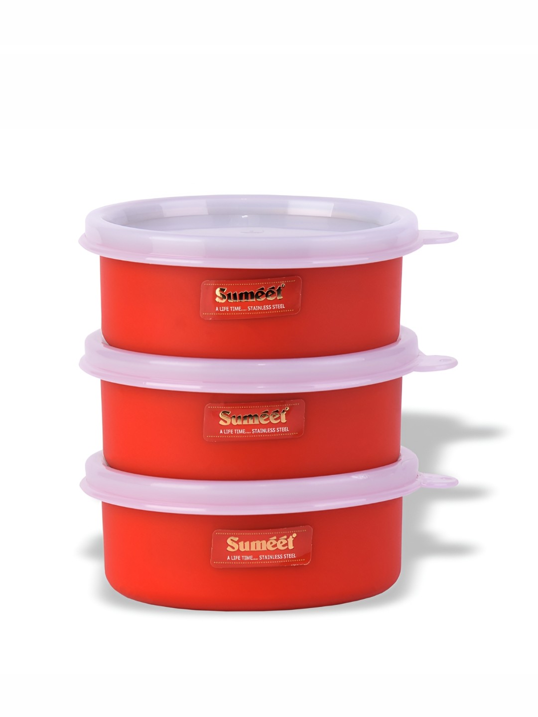 

Sumeet Silver Toned 3 Pieces Stainless Steel Containers Set 300 ml