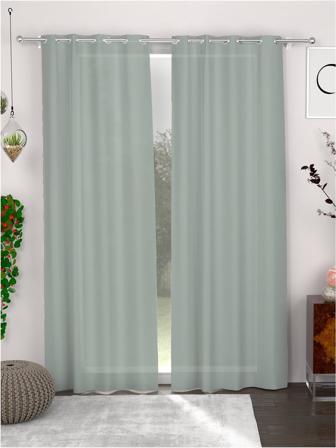 

CHHAVI INDIA Grey 2 Pieces Door Curtains