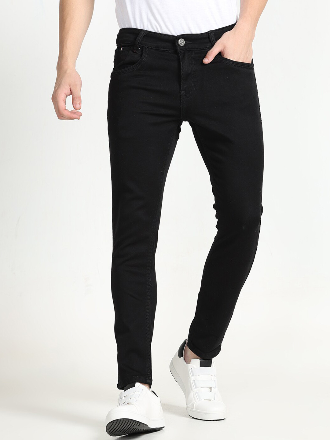 

Jean Cafe Men Jean Skinny Fit Clean Look Cotton Jeans, Black