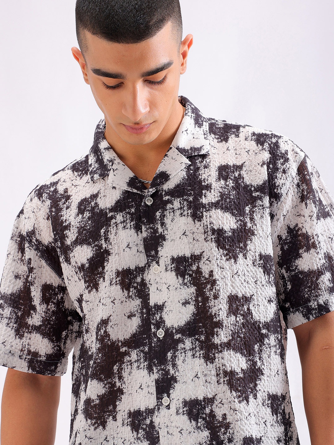 

The Indian Garage Co Men Abstract Printed Relaxed Fit Resortwear Shirt, White