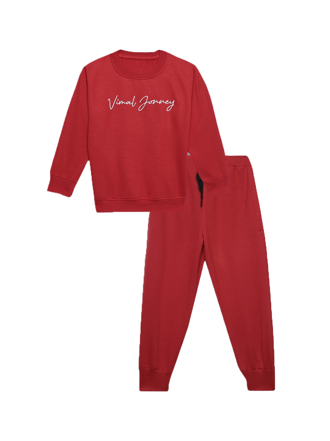 

VIMAL JONNEY Typography Printed Round Neck Clothing Set, Maroon