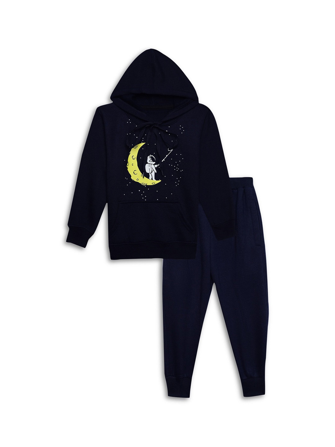 

VIMAL JONNEY Typography Printed Hooded Clothing Set, Navy blue
