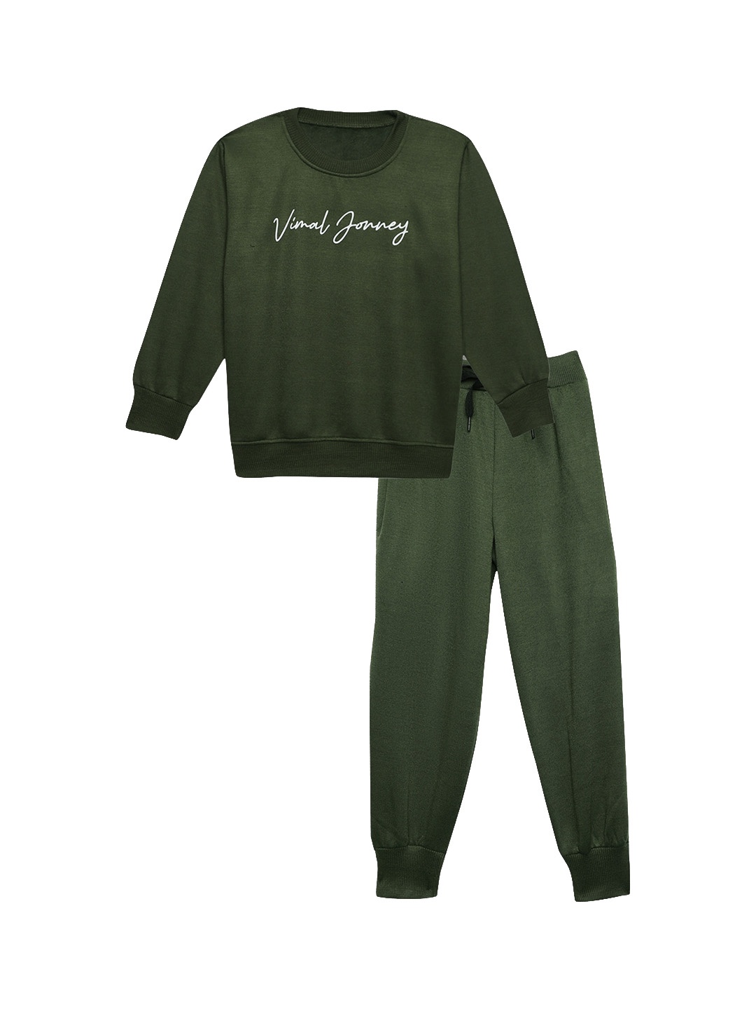 

VIMAL JONNEY Typography Printed Round Neck Clothing Set, Olive