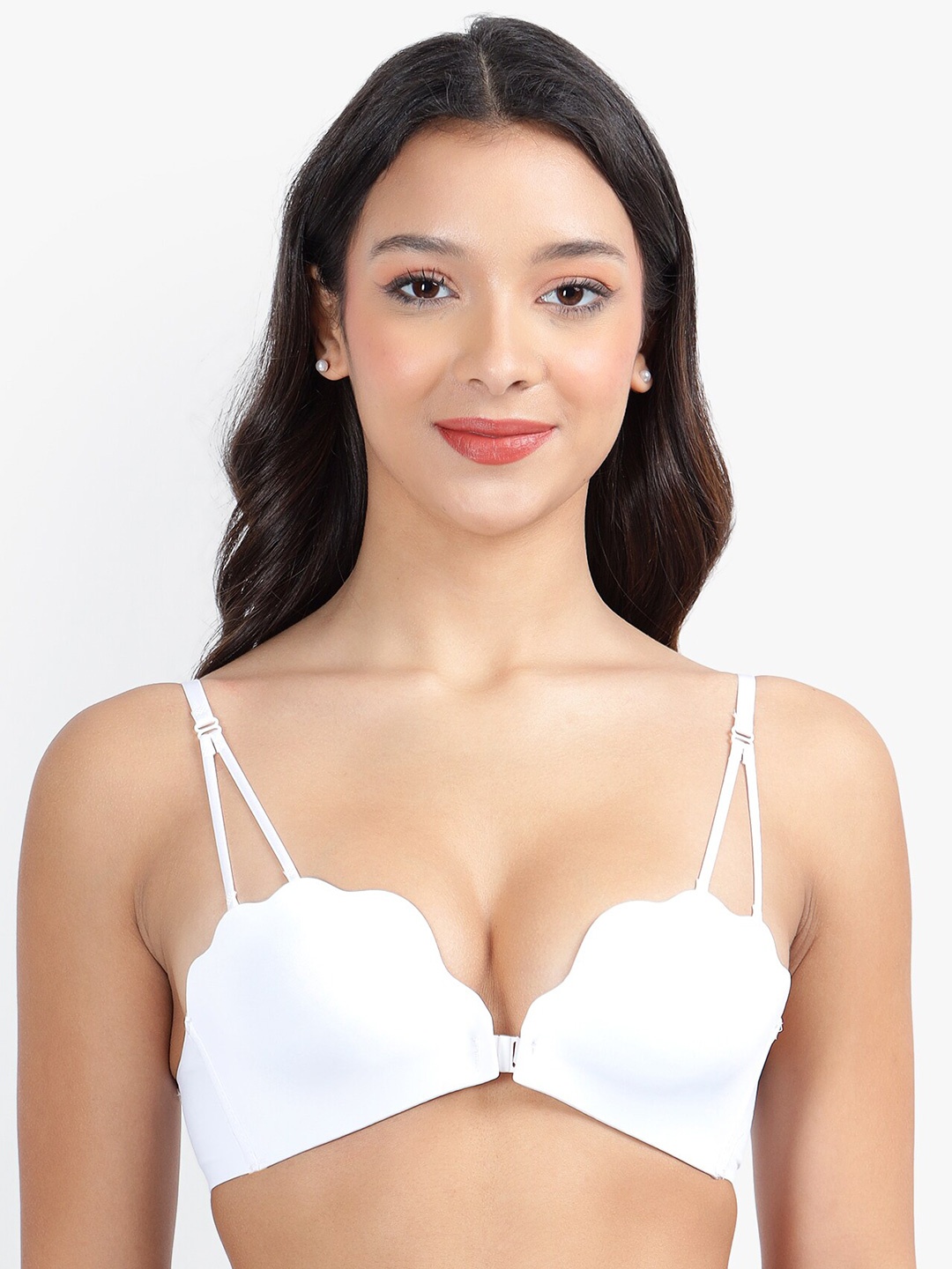 

PARKHA Half Coverage Lightly Padded Plunge Bra with Anti Bacterial, White