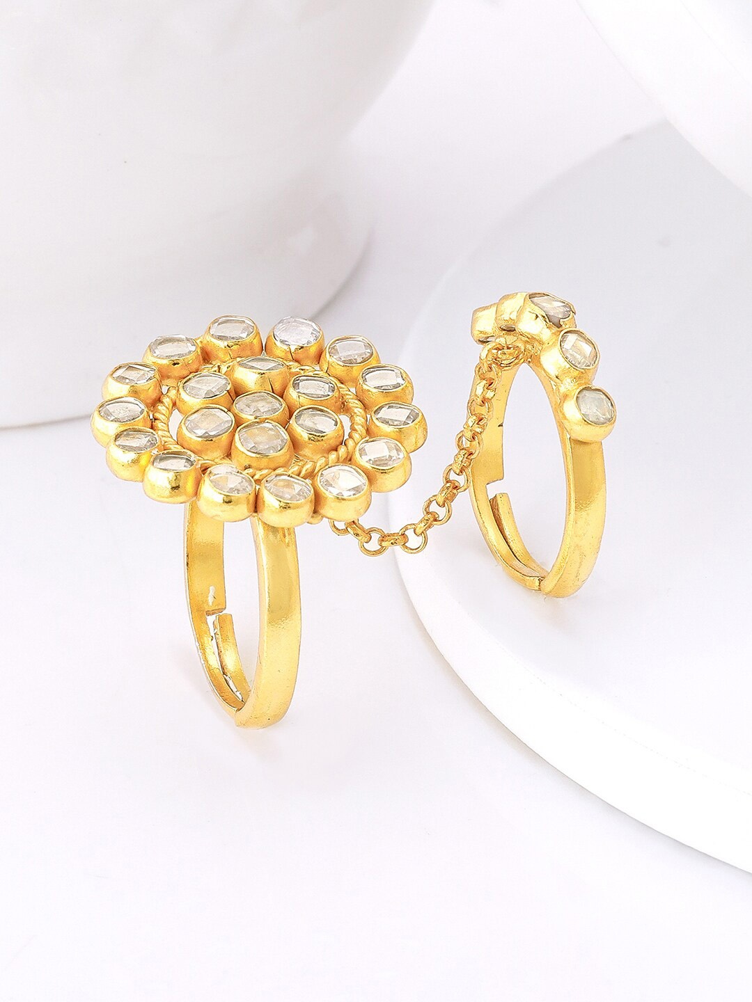 

GIVA Gold-Plated Stones Studded Adjustable Dilbaro Ring