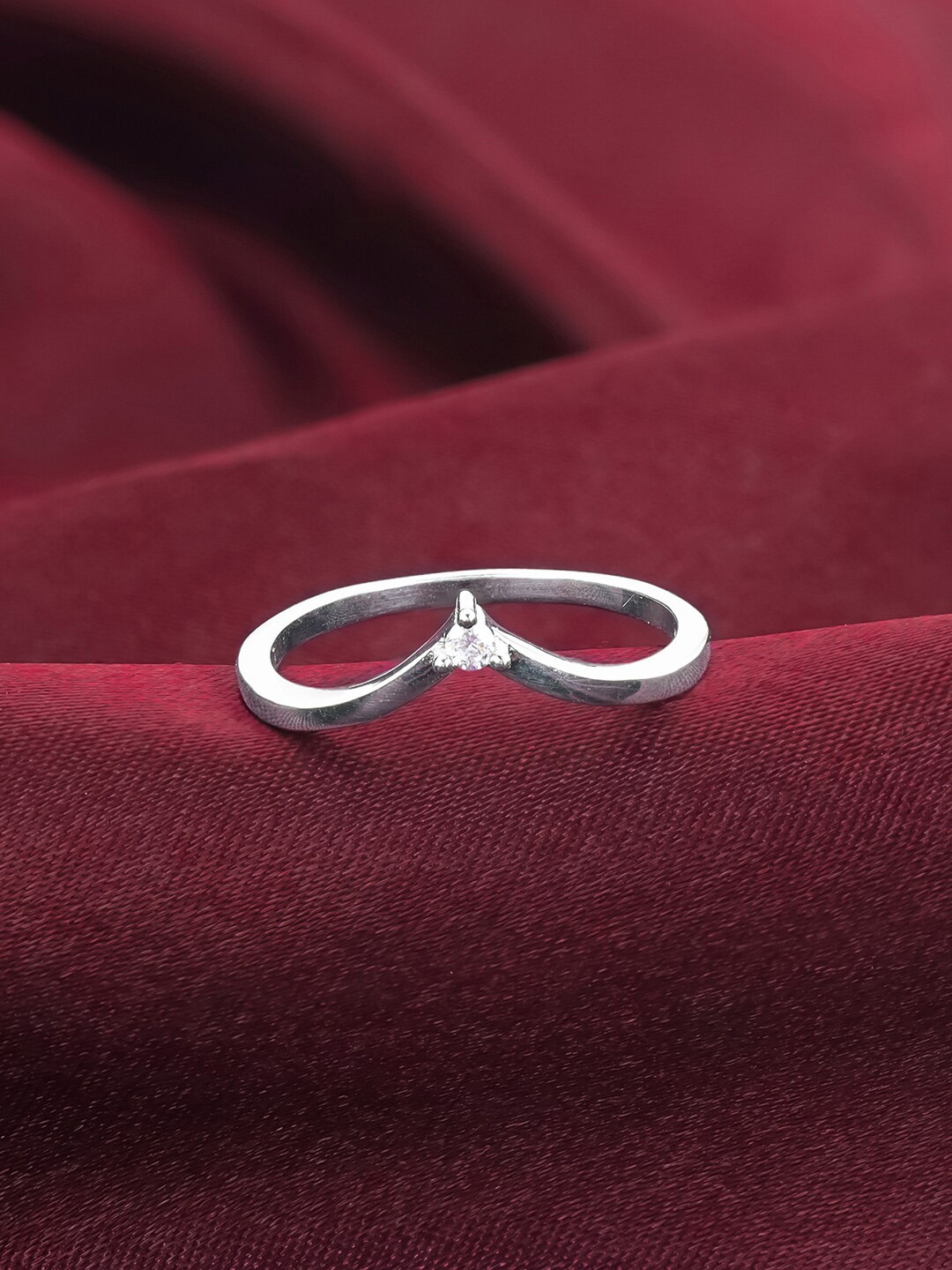 

GIVA 925 Sterling Silver Rhodium Plated CZ-Studded Finger Ring