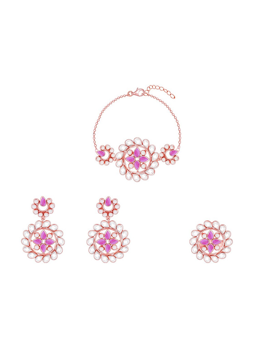 

GIVA Rhodium-Plated Finger Ring Earrings & Bracelet Jewellery Set, Silver