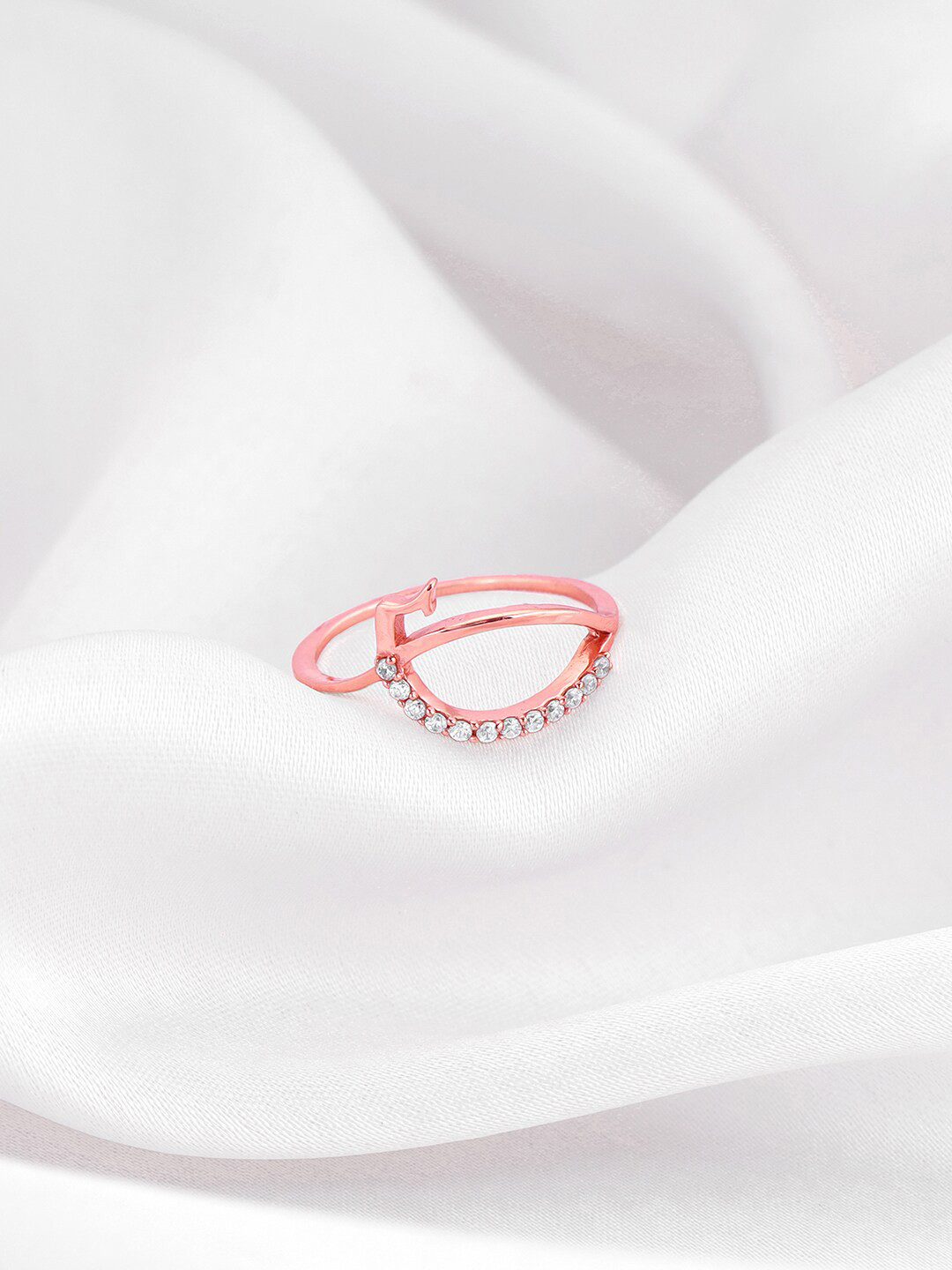 

GIVA 925 Sterling Silver Rose Gold Plated CZ-Studded Finger Ring