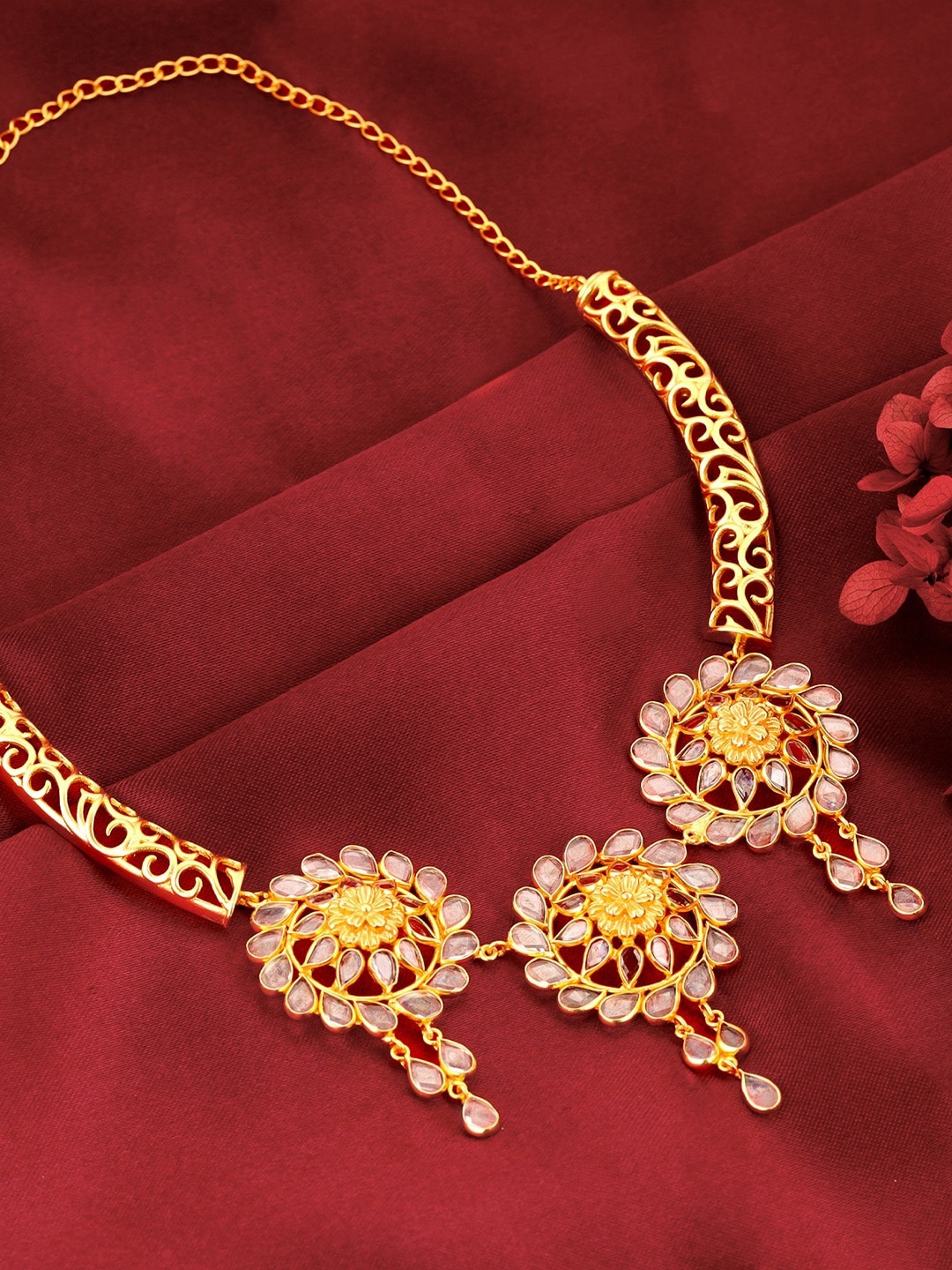 

GIVA 925 Sterling Silver Gold-Plated Stone-Studded Jewellery Set