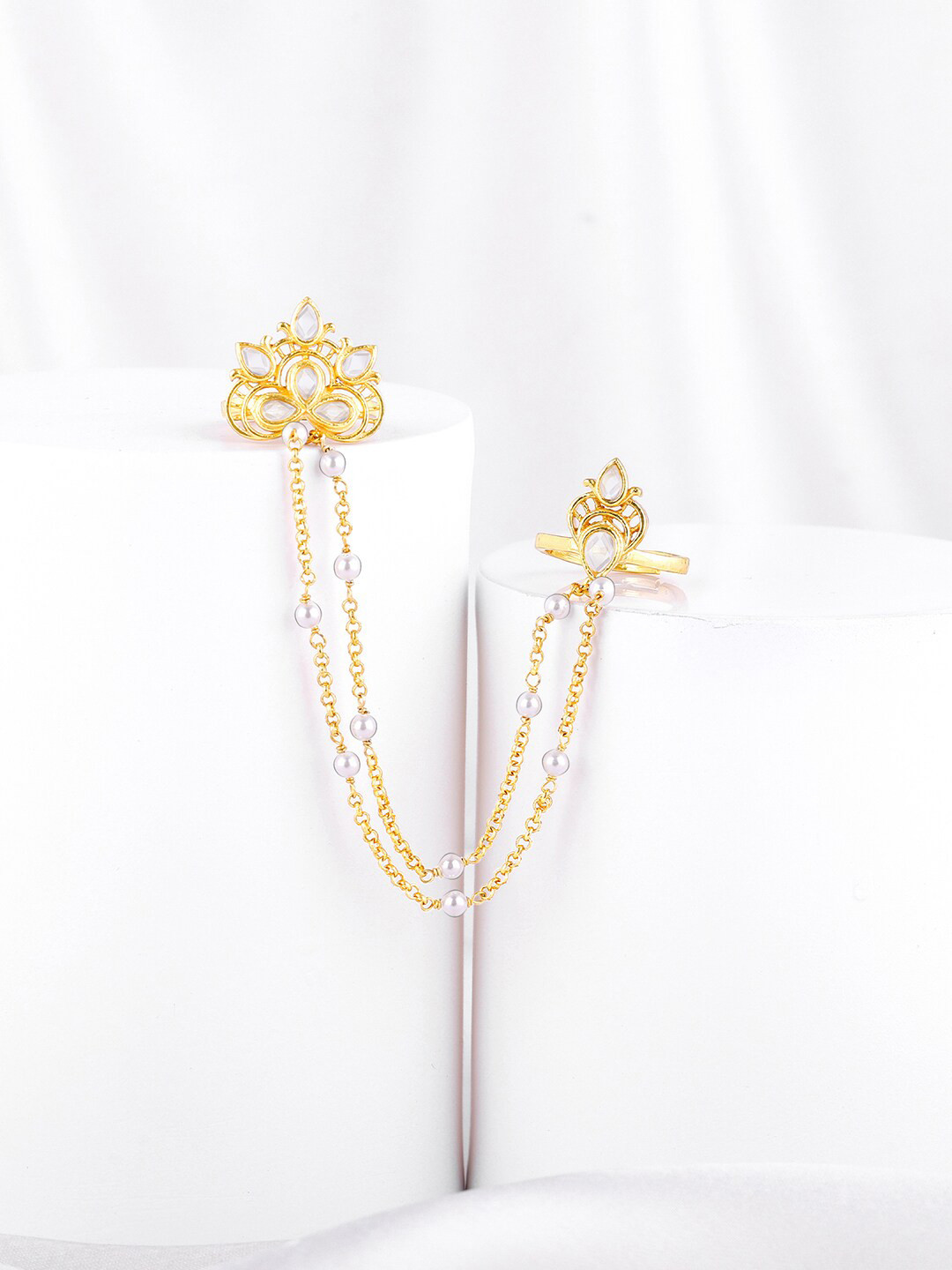 

GIVA 925 Sterling Silver Gold Plated Stones-Studded Shava Shava Finger Ring