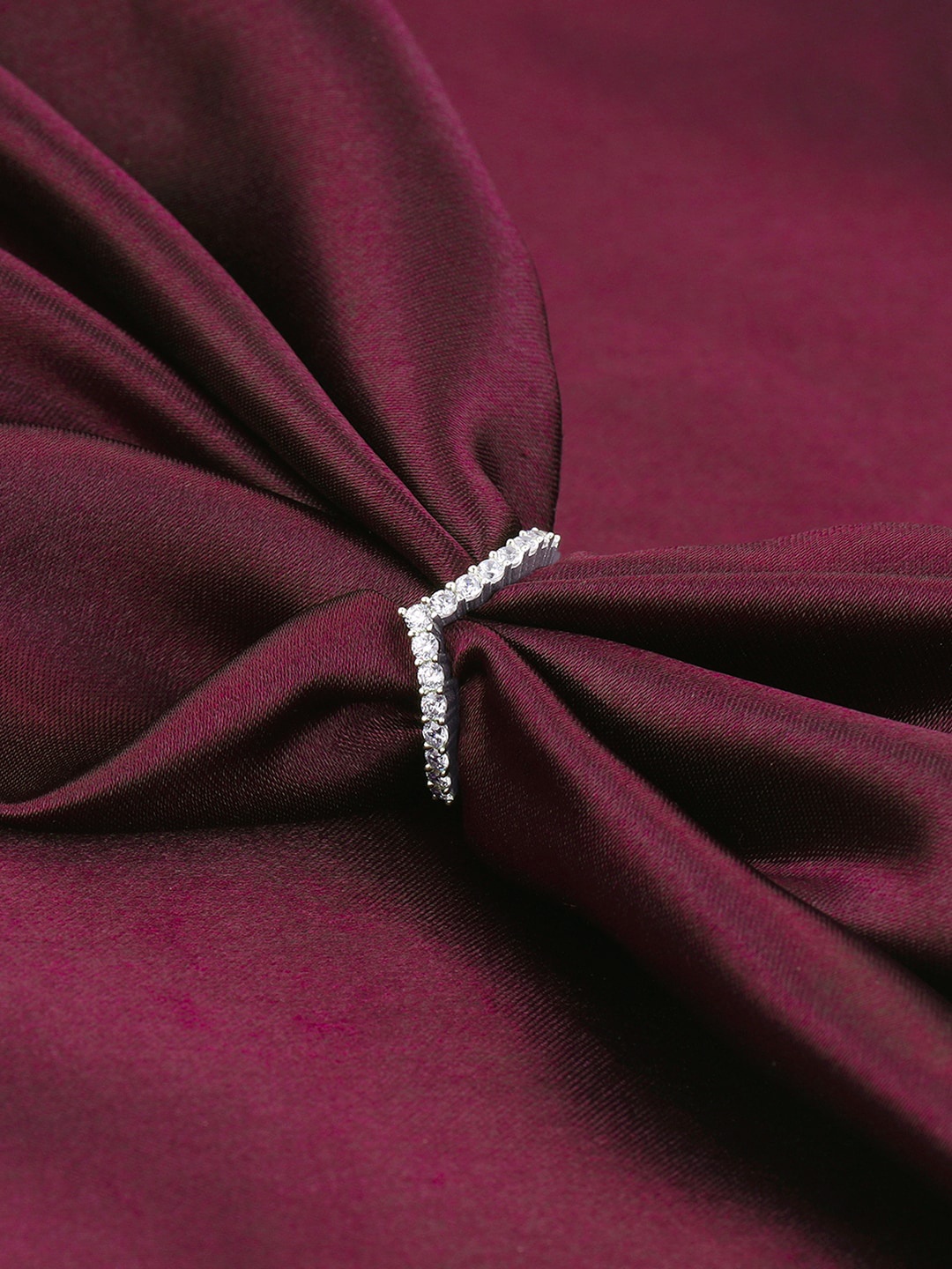

GIVA 925 Sterling Silver Rhodium Plated CZ-Studded Finger Ring