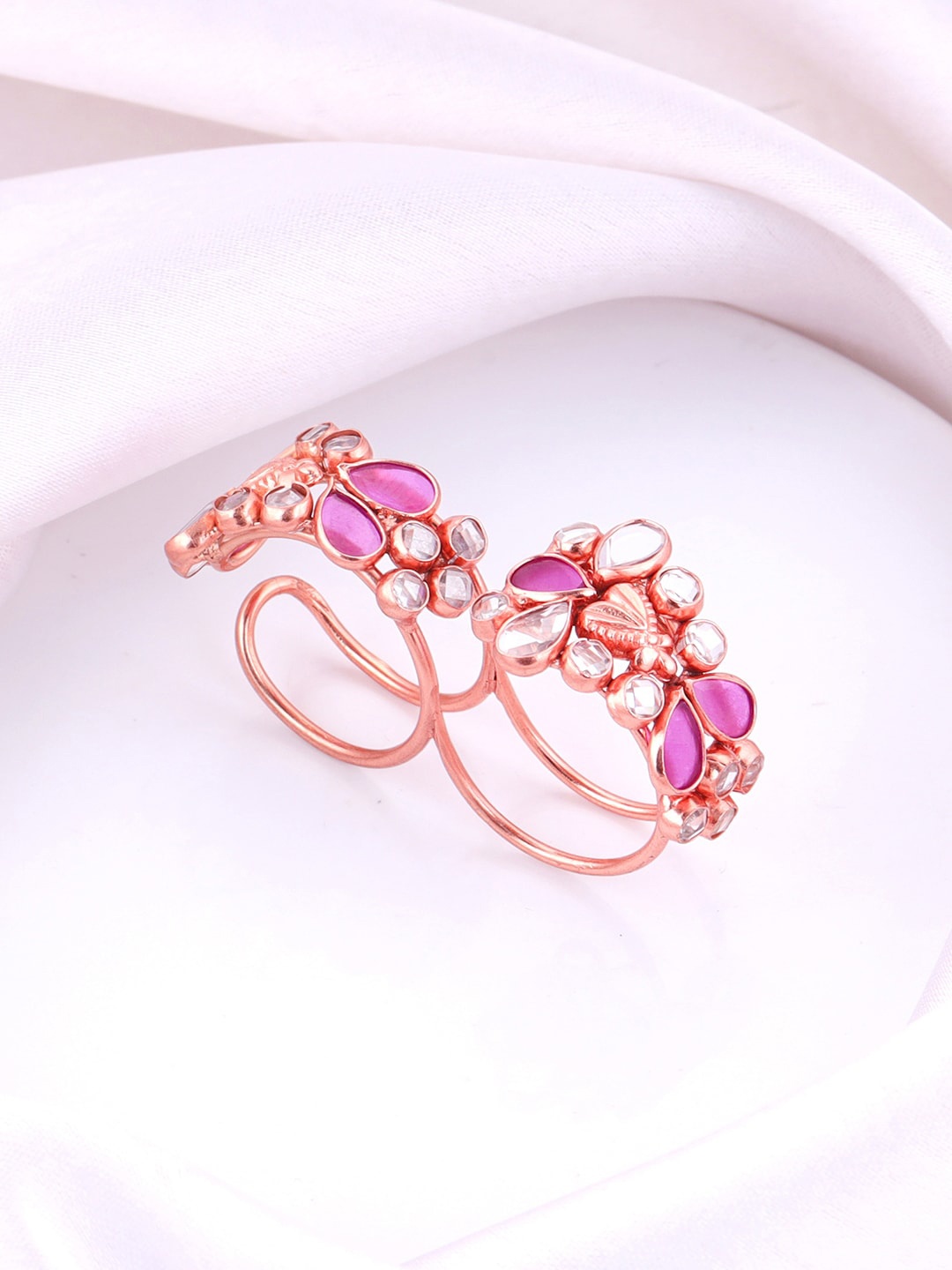 

GIVA 925 Sterling Silver Rose Gold Plated Stones-Studded Finger Ring
