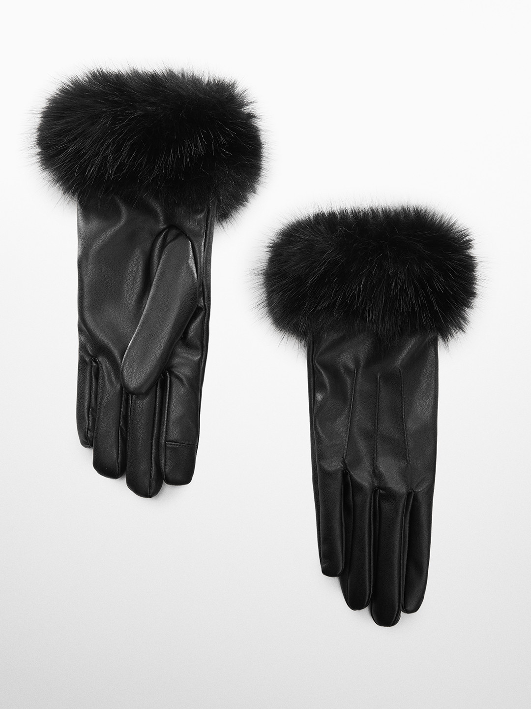 

MANGO Women Faux Fur Detail Touchscreen Hand Gloves, Black