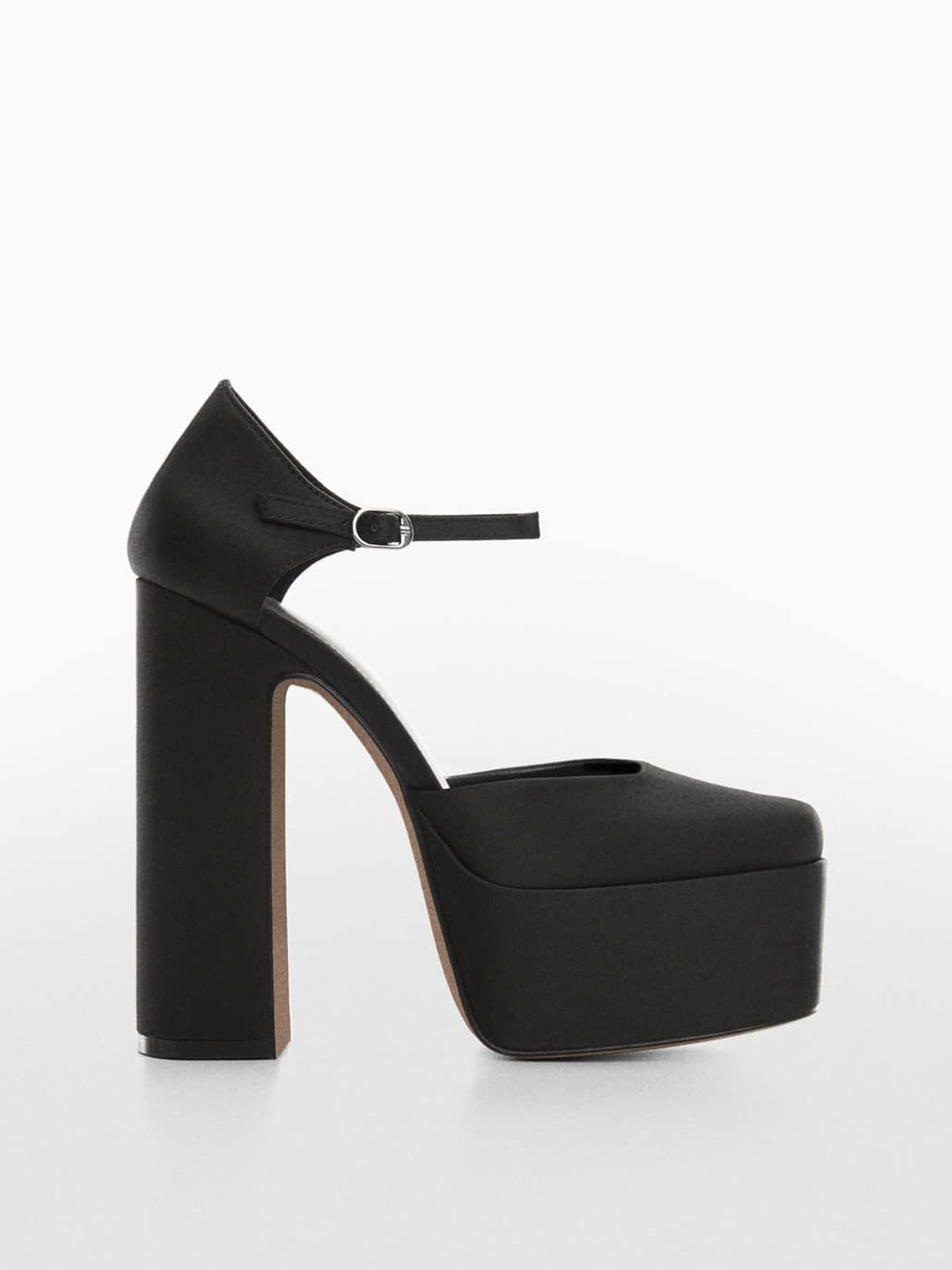

MANGO Square Toe Platform Heel Mules, Black