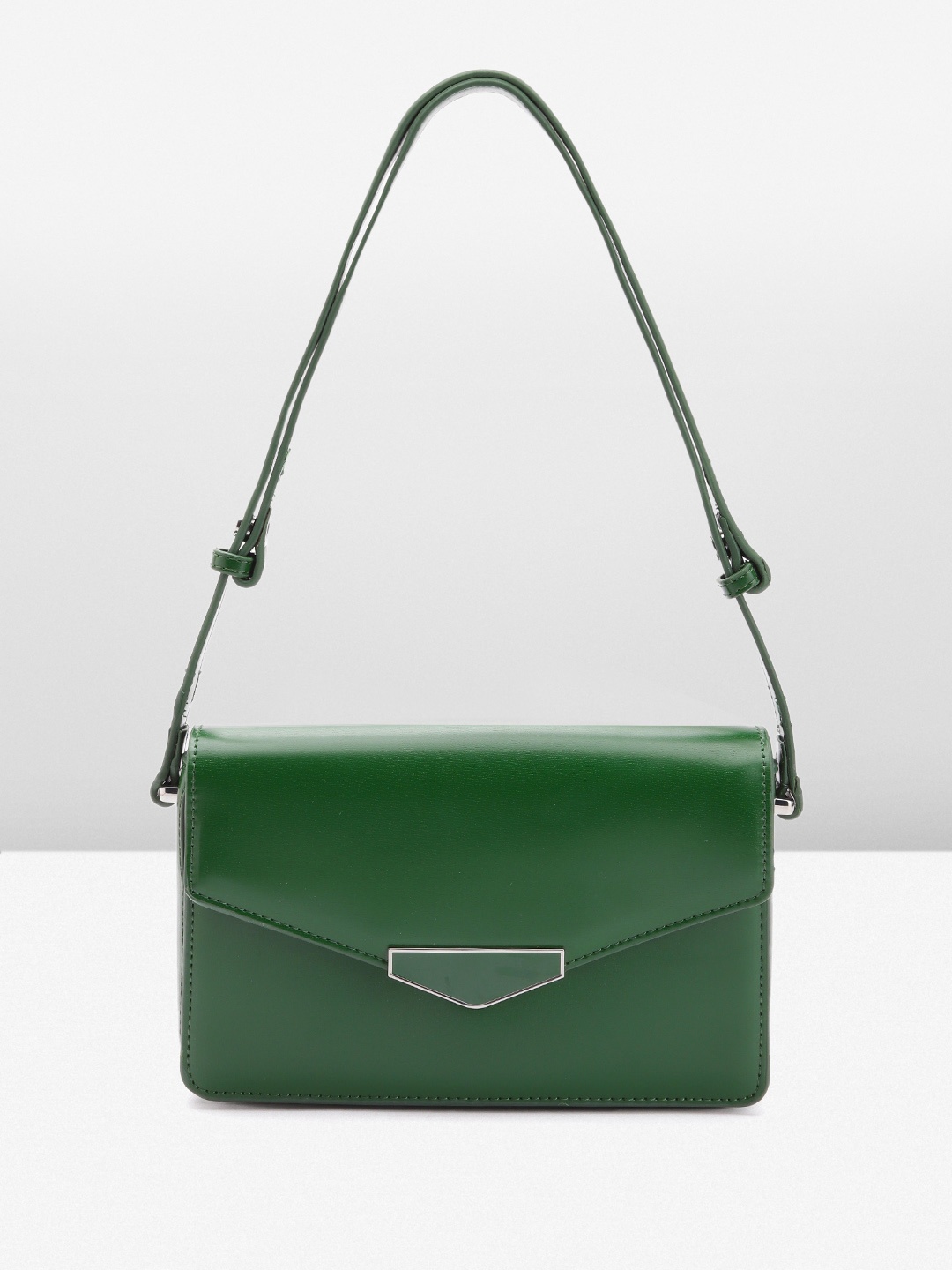 

MANGO Envelope Style Baguette Bag, Green
