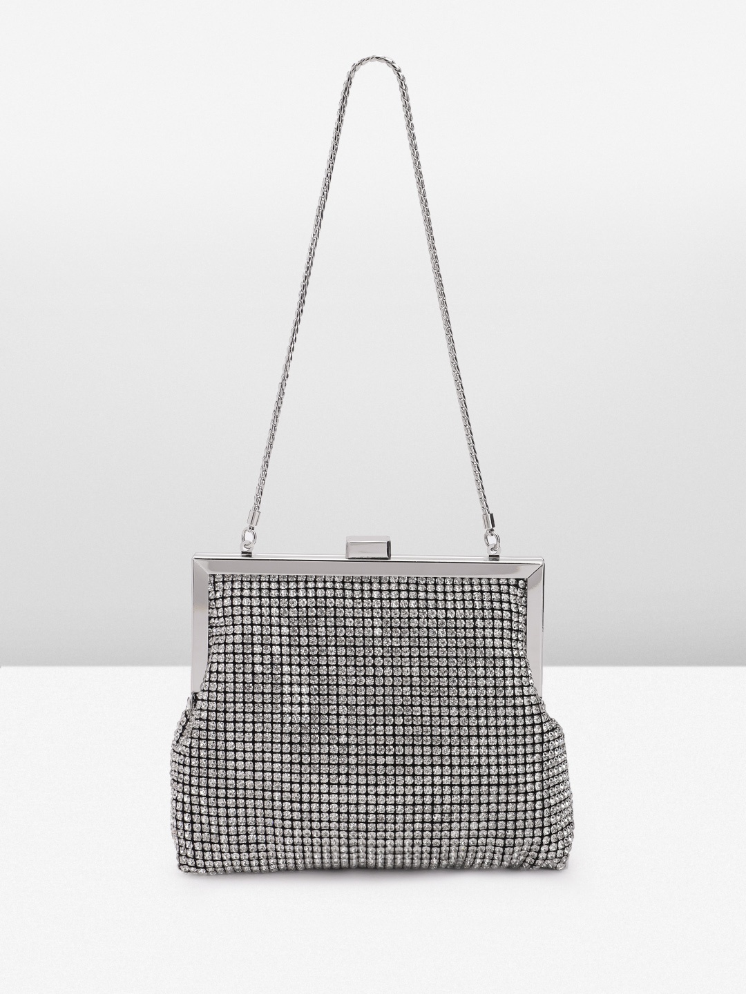 

MANGO Embellished Party Purse, Silver
