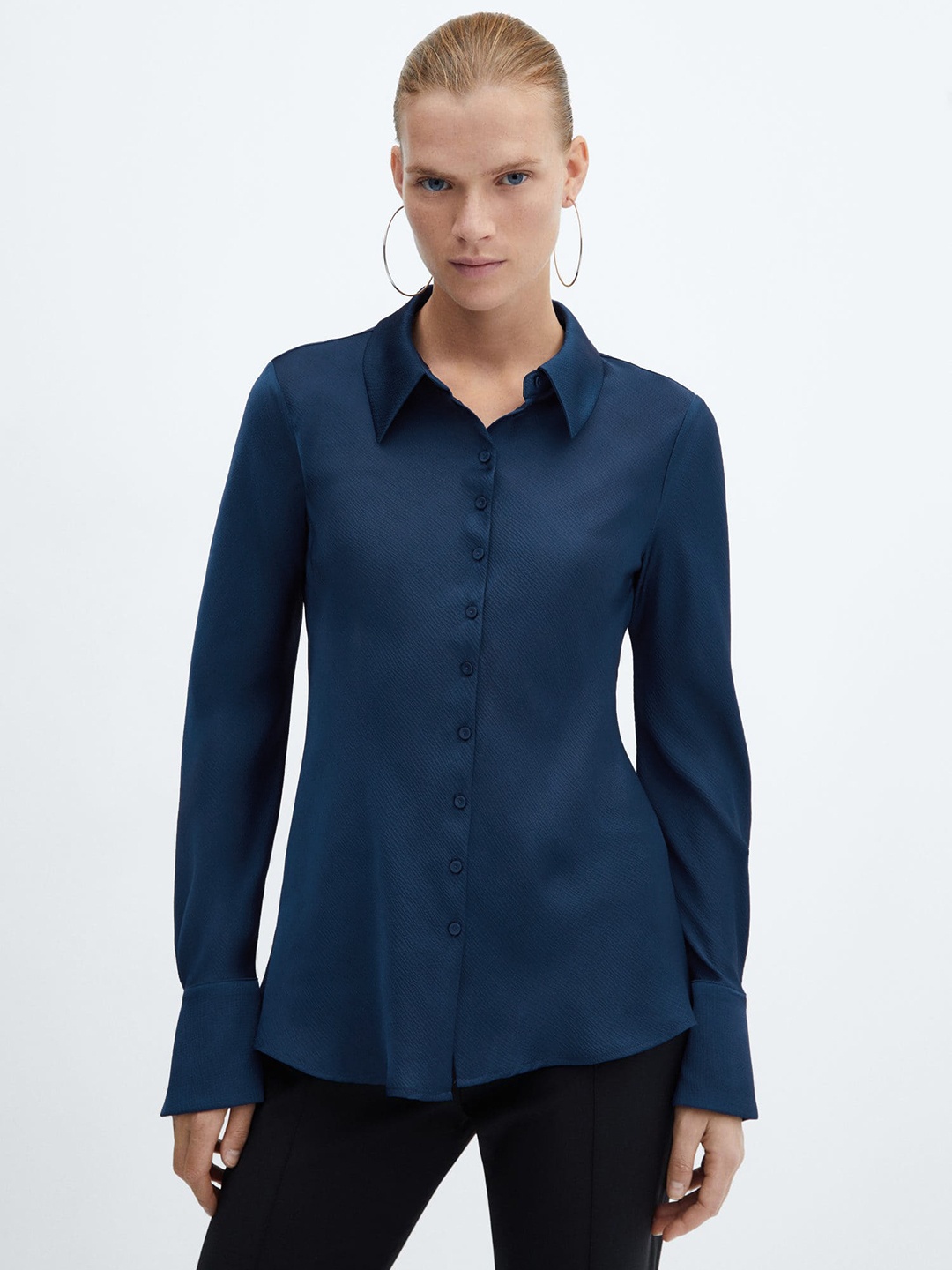 

MANGO Spread Collar Casual Shirt, Navy blue