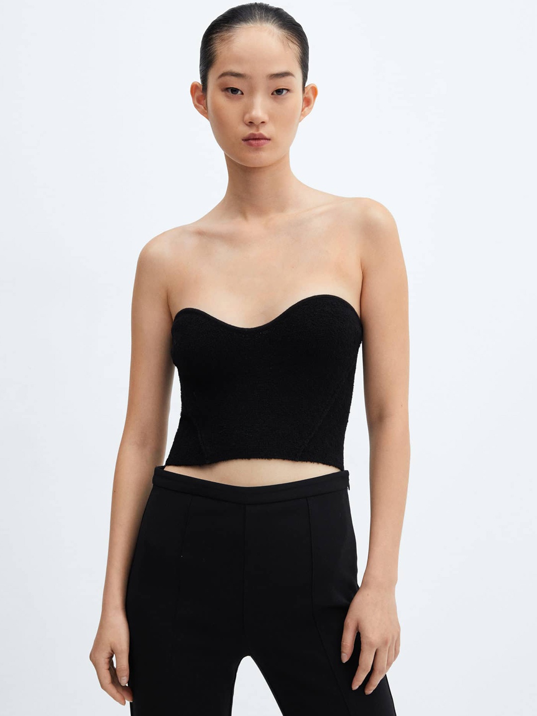 

MANGO Off-Shoulder Top, Black