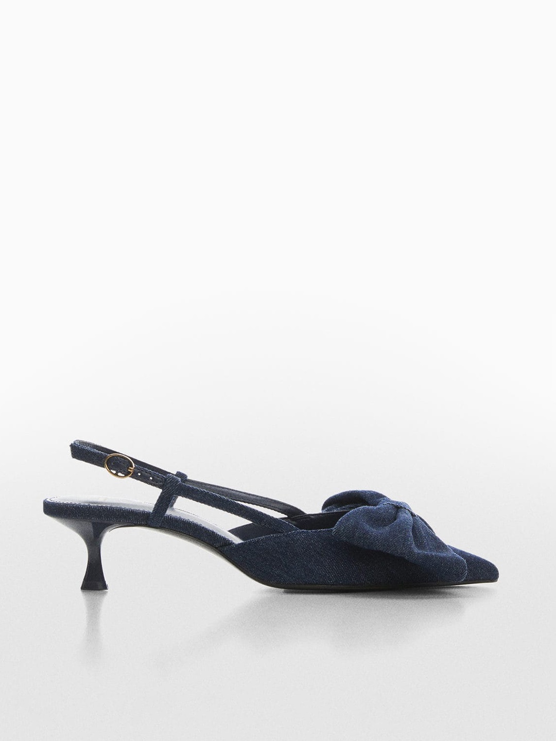 

MANGO Kitten Heel Mules With Bow Detail, Navy blue