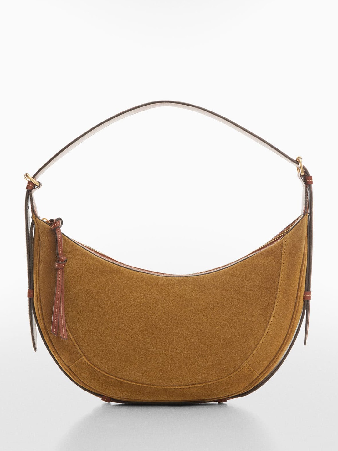 

MANGO Leather Baguette Bag, Tan