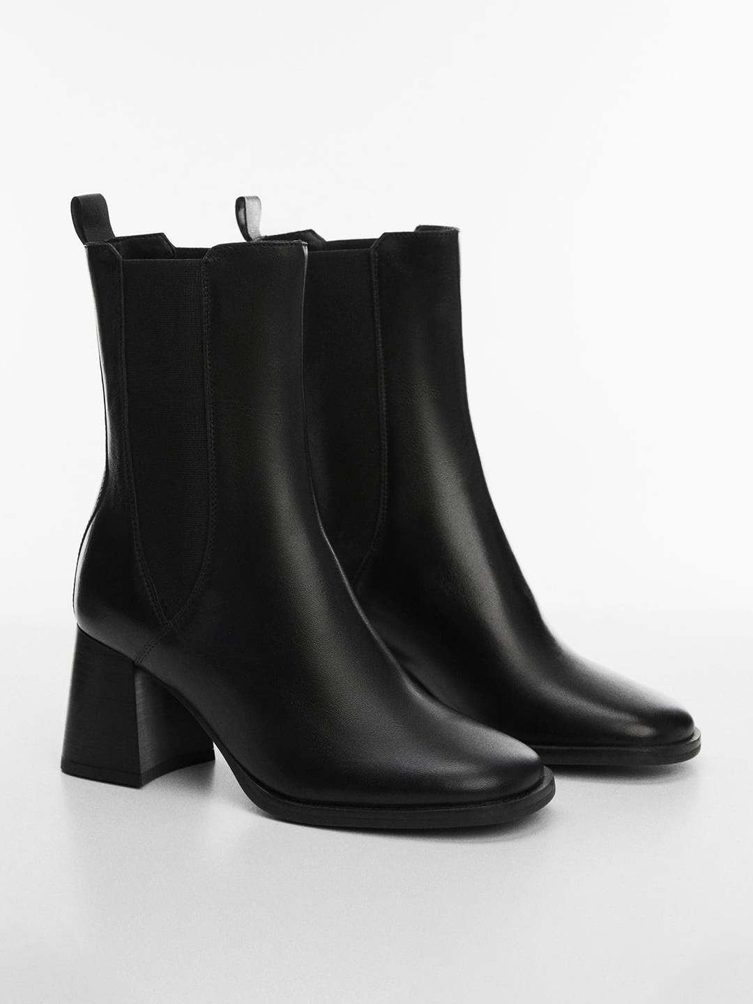 

MANGO Women Mid-Top Block Heel Chelsea Boots, Black