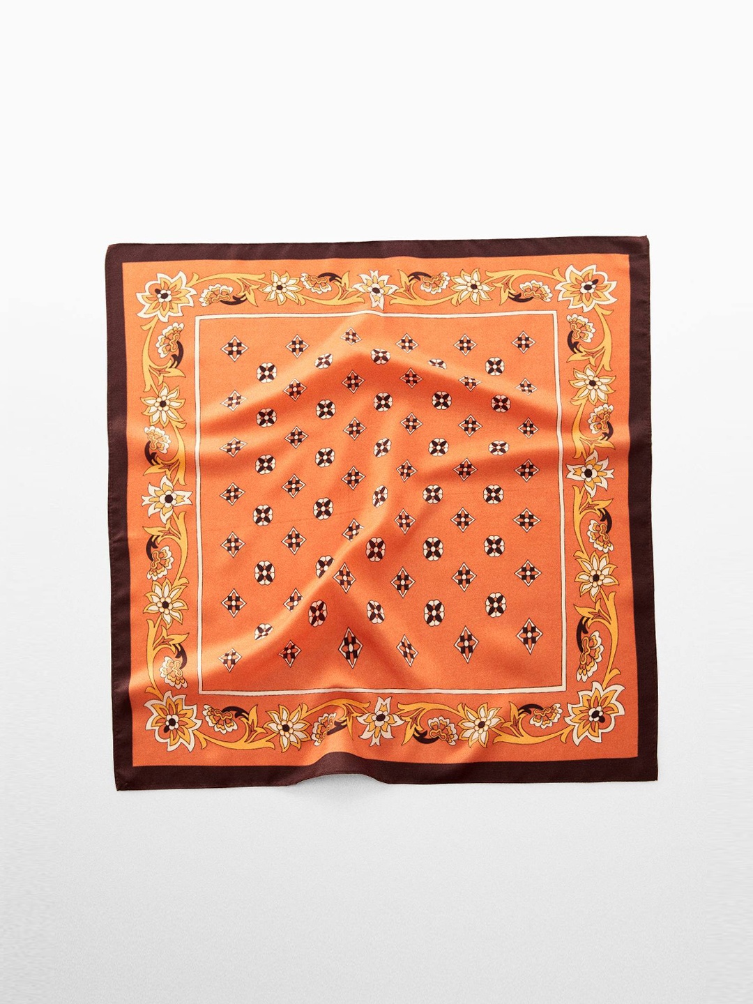 

MANGO Women Floral Printed Neck Scarf, Orange