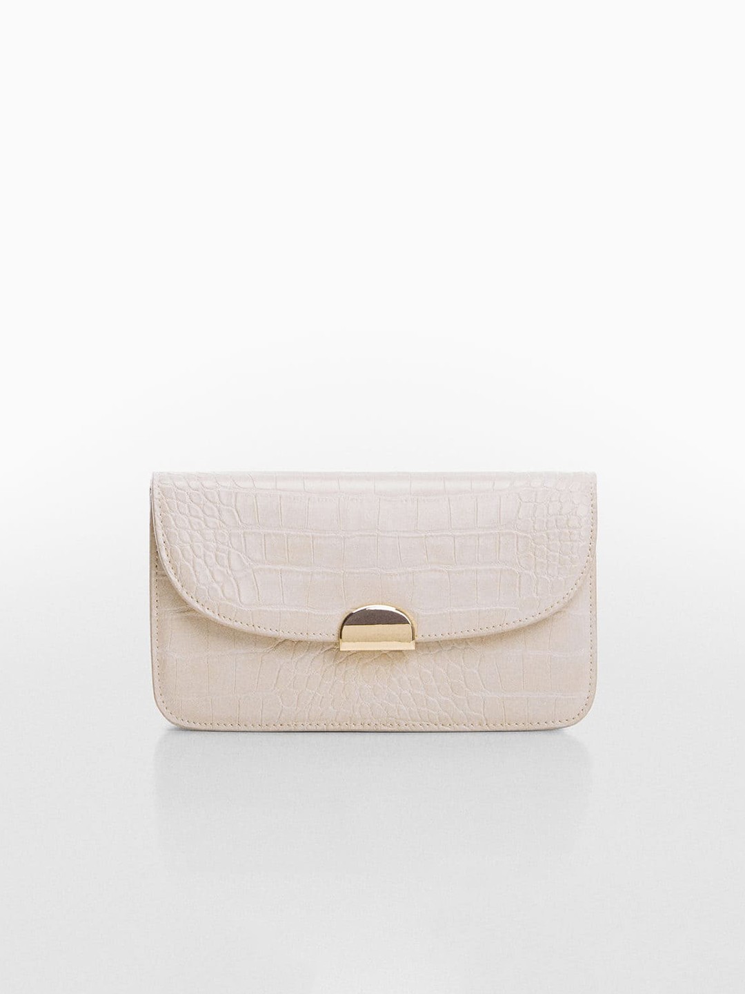 

MANGO Croc Textured Structured Sling Bag, Beige