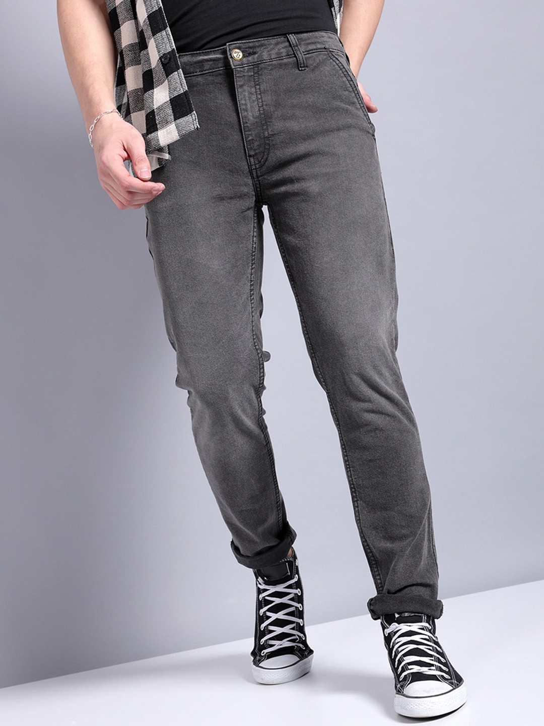 

The Indian Garage Co Men Slim Fit Clean Look Stretchable Jeans, Grey
