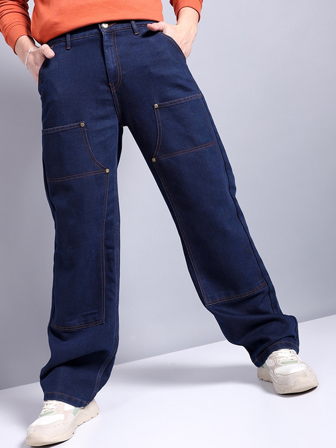 

The Indian Garage Co Men Heavy Fade Mid Rise Baggy Relaxed Fit Jeans, Blue