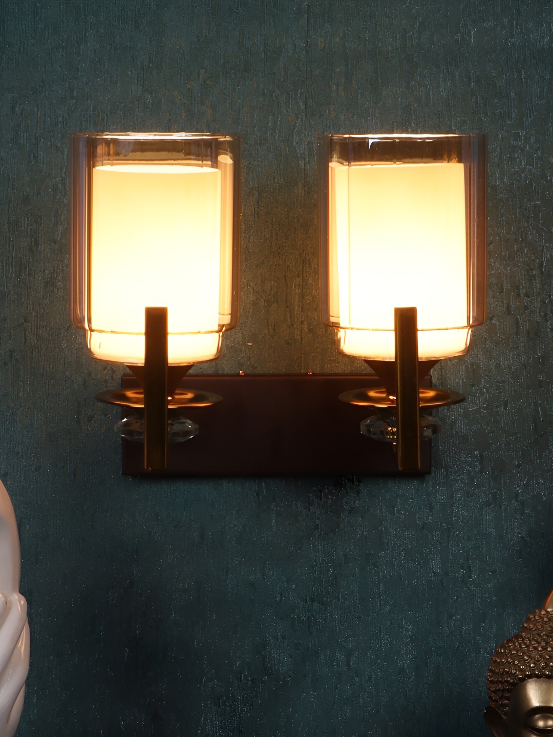 

ELIANTE Gold Toned & Brown Contemporary Cylinder Shaped Iron Wall Lamp