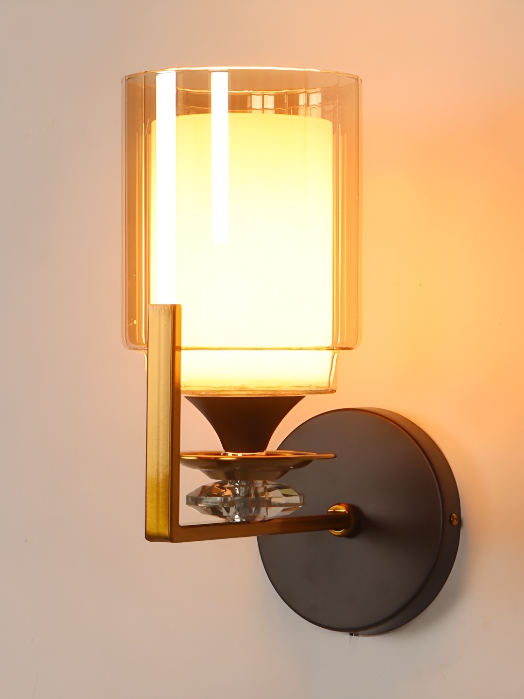 

ELIANTE Gold Toned & Brown Contemporary Cylinder Shaped Iron Wall Lamp