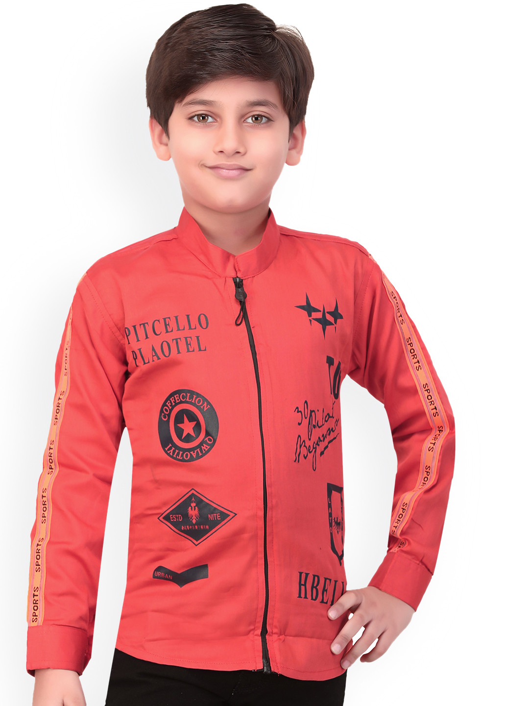 

BAESD Boys Typography Printed Lightweight Bomber Jacket, Red