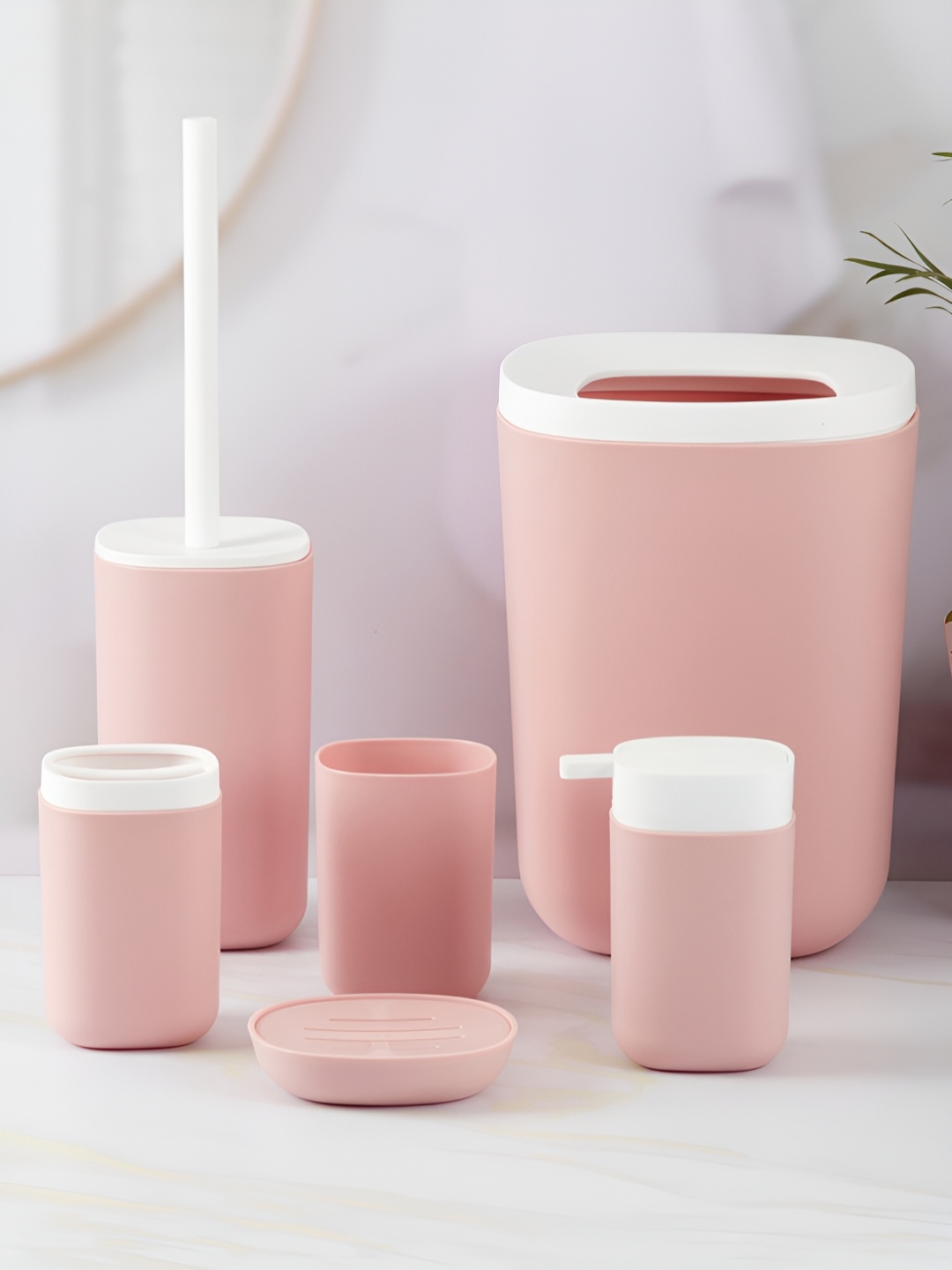 

Kookee Pink & White 6 Piece Ceramic Bath Accessories Set