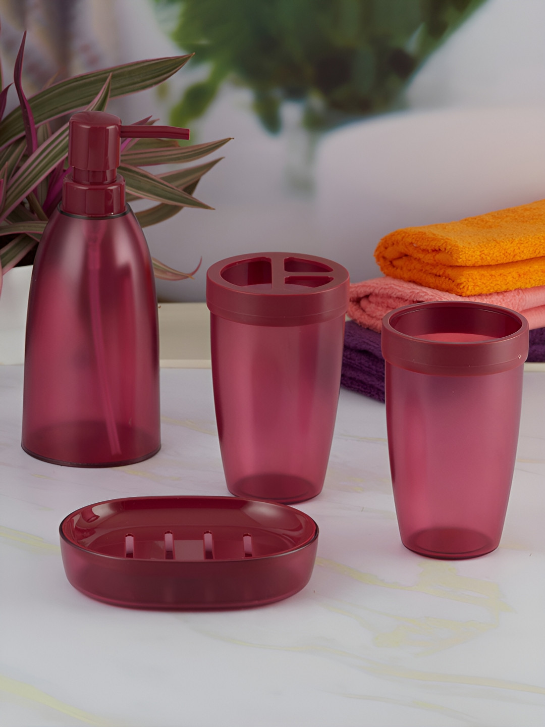 

Kookee Brown 4 Pieces Bath Accessories Set