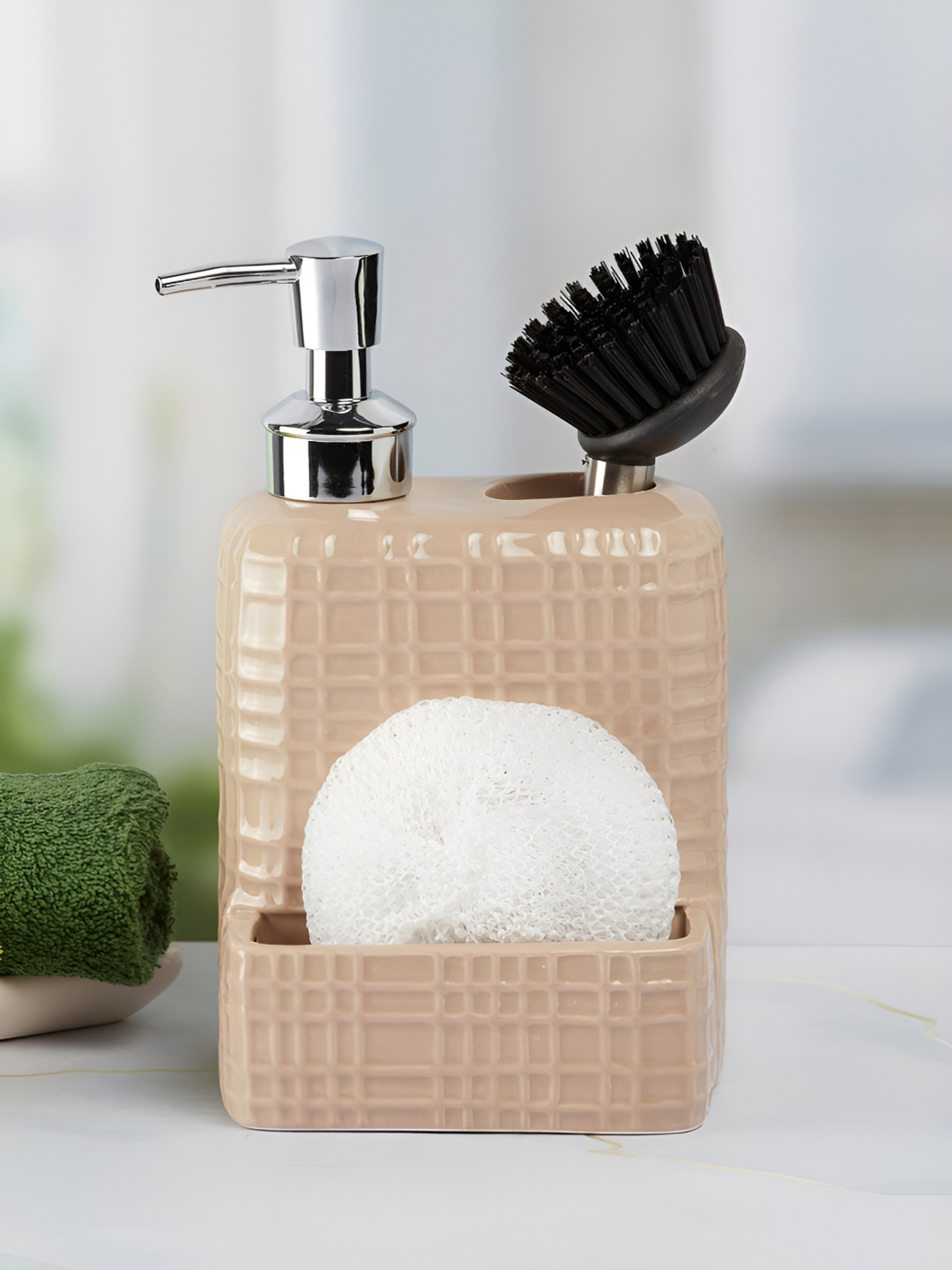 

Kookee Beige Abstract Ceramic Soap Dispenser