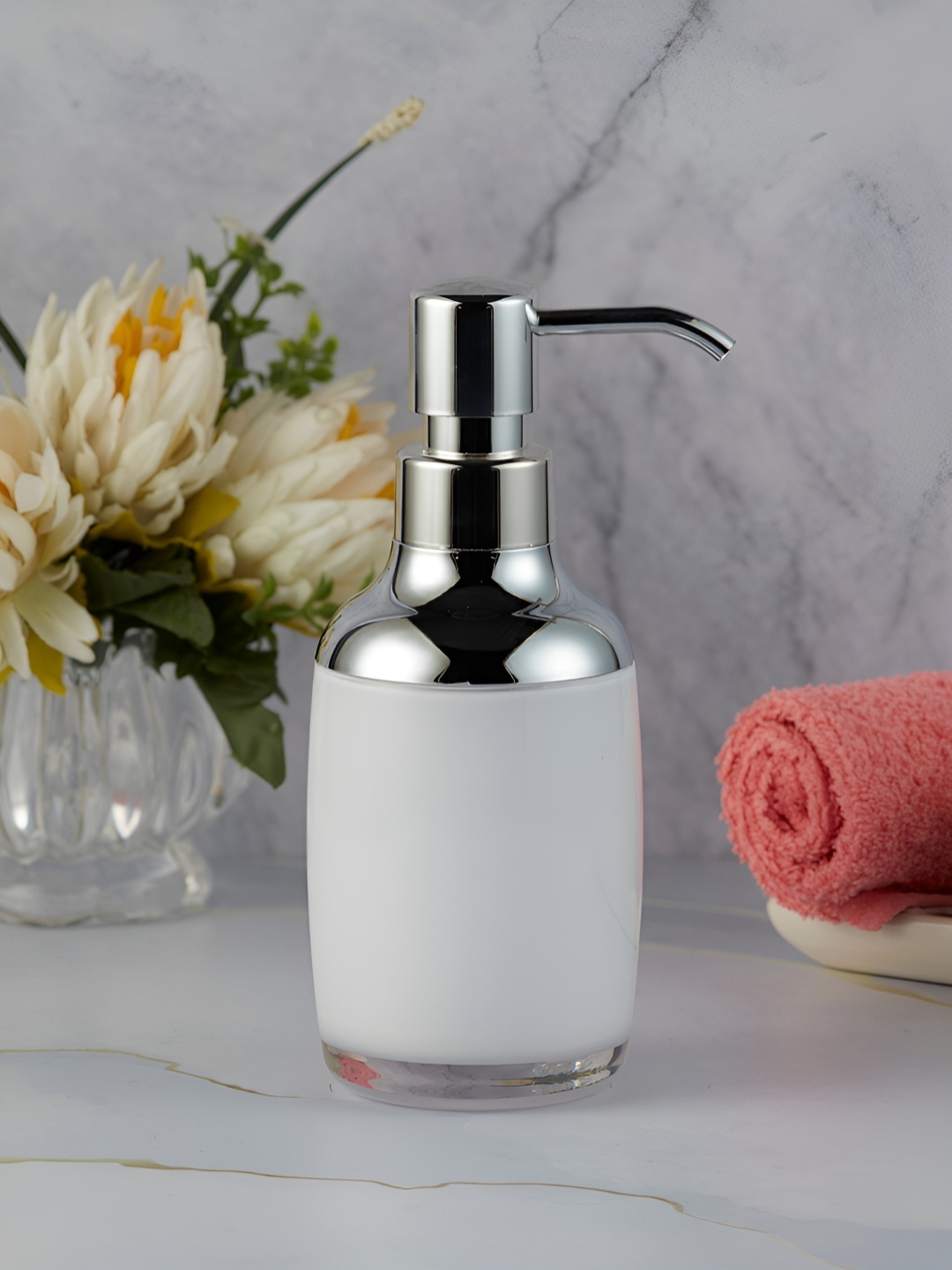 

Kookee White Abstract Printed Soap Dispenser