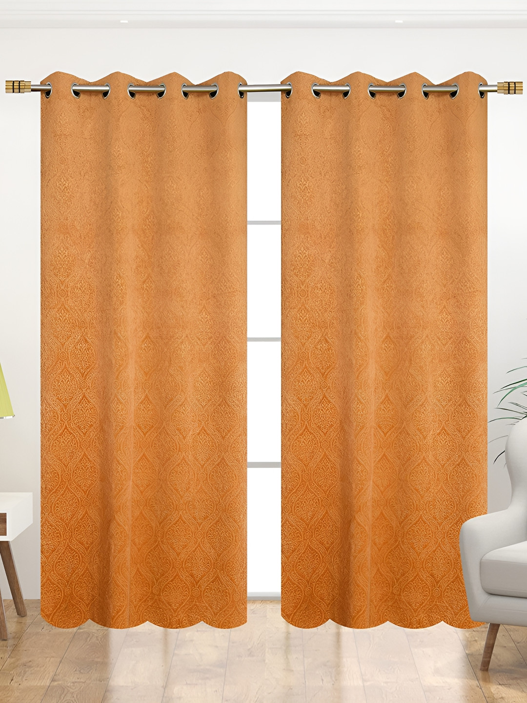 

luchom Gold Toned 2 Pieces Room Darkening Long Door Curtains