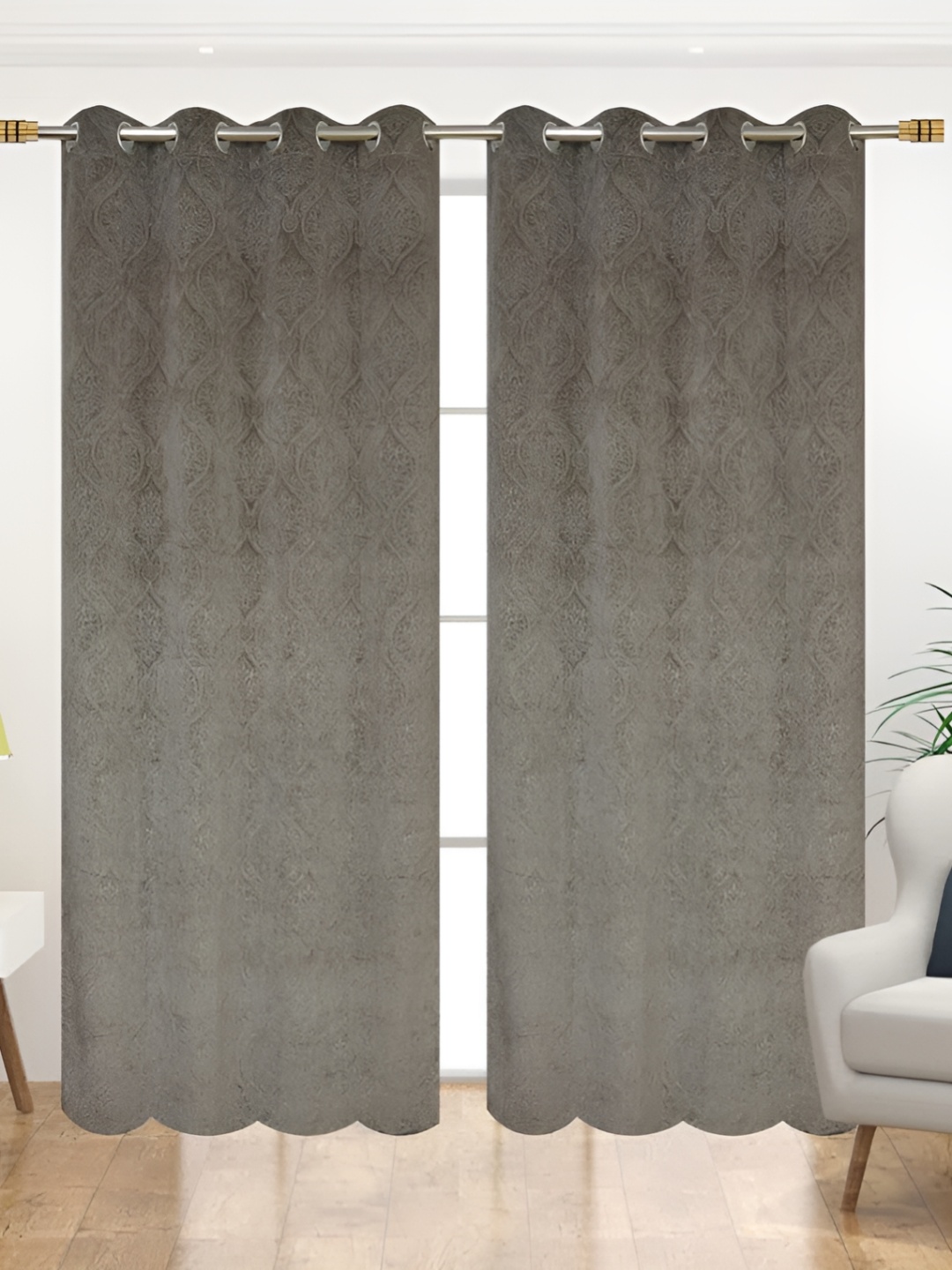 

luchom Grey 2 Pieces Room Darkening Long Door Curtains