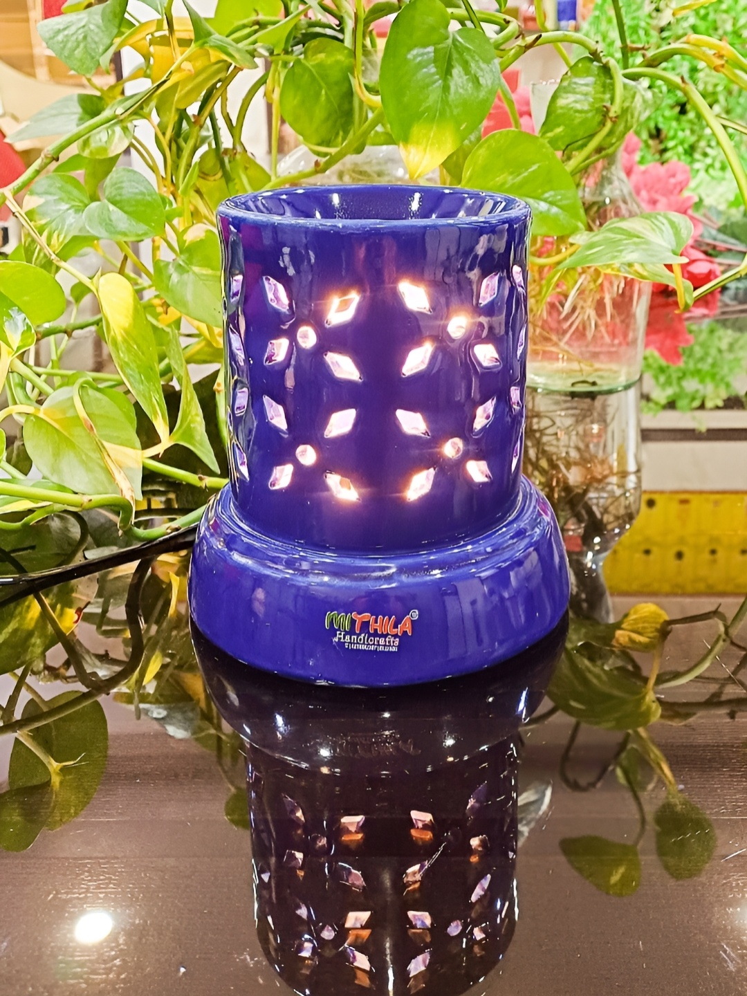 

MITHILA Handicrafts Electric Ceramic Diffuser with Aroma Oil, Blue