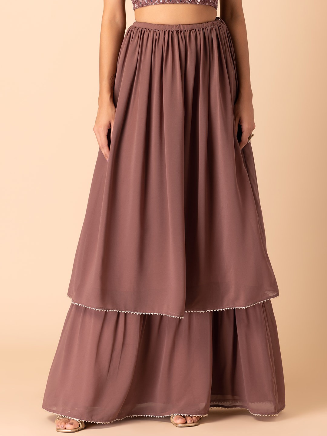 

INDYA Layered A-Line Skirt, Pink